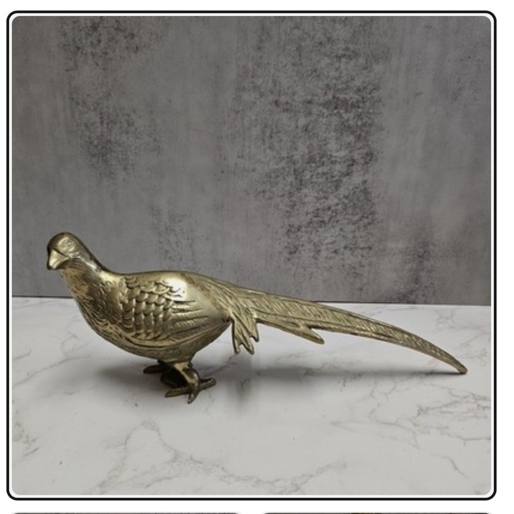 Vintage Gold Brass Pheasant Figurine